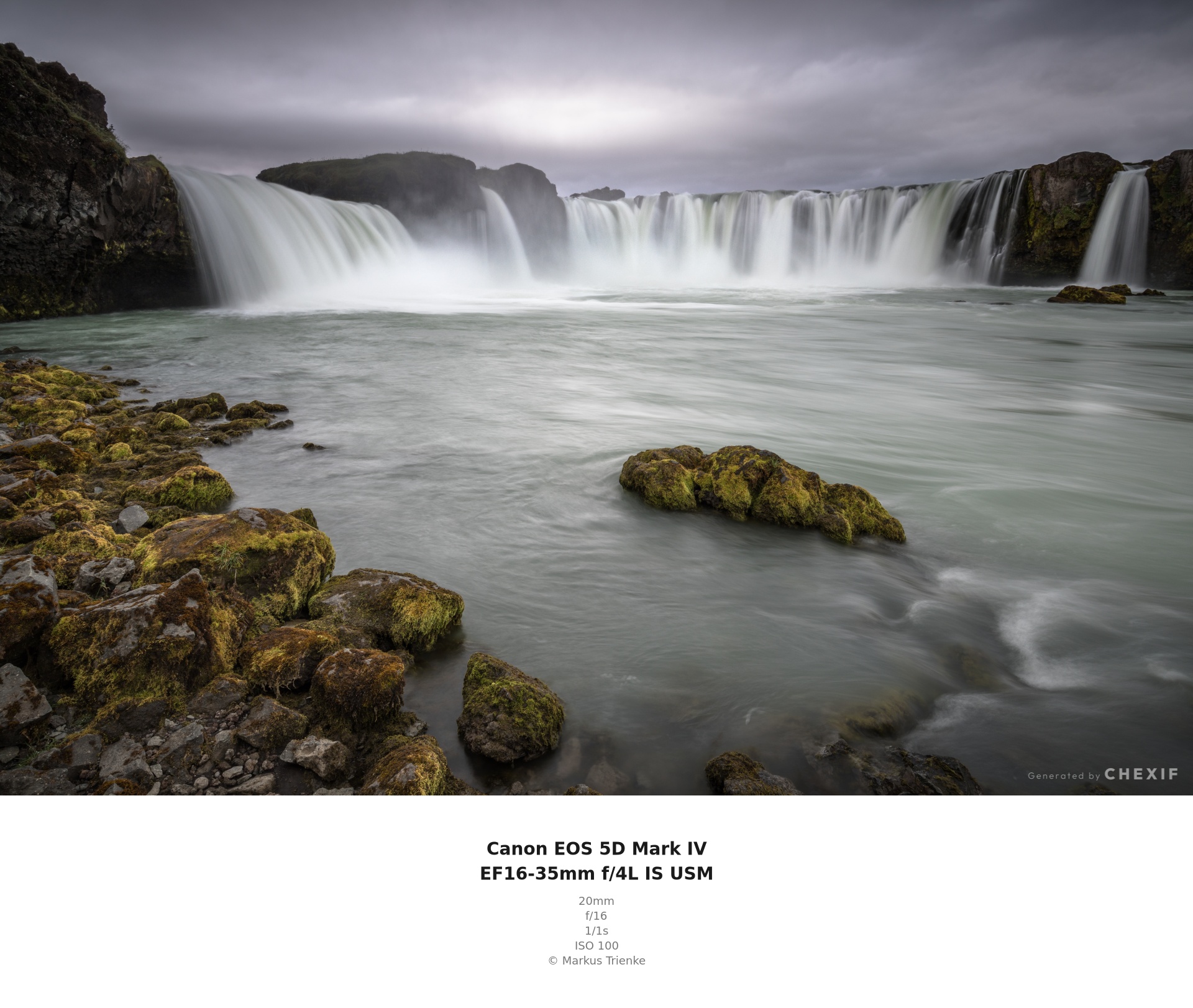 ゴーザフォスの滝 Canon EOS 5D Mark IV 20mm f/16 0.8s ISO100